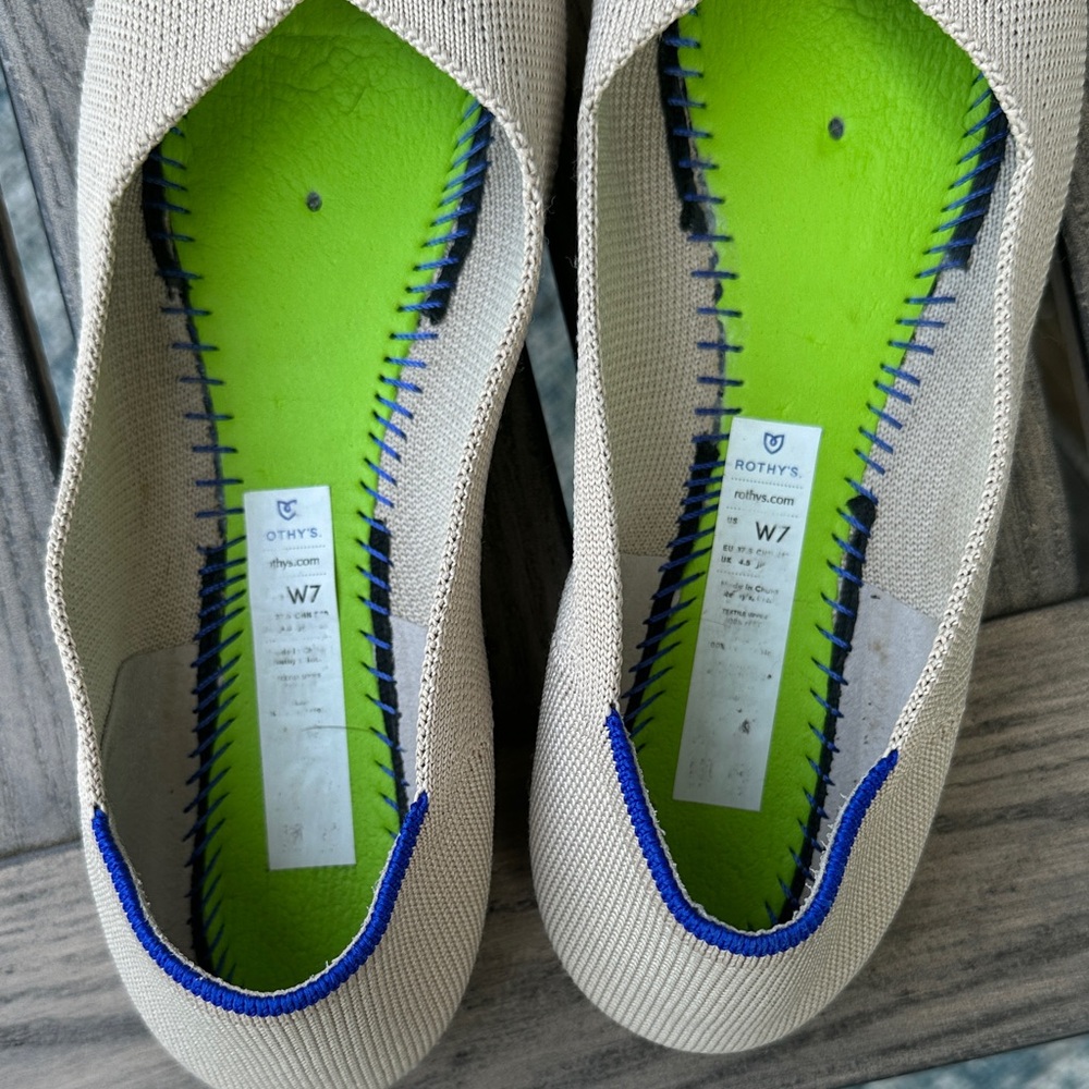 Rothy's Women's Cream and Blue Flats - Picture 10 of 10
